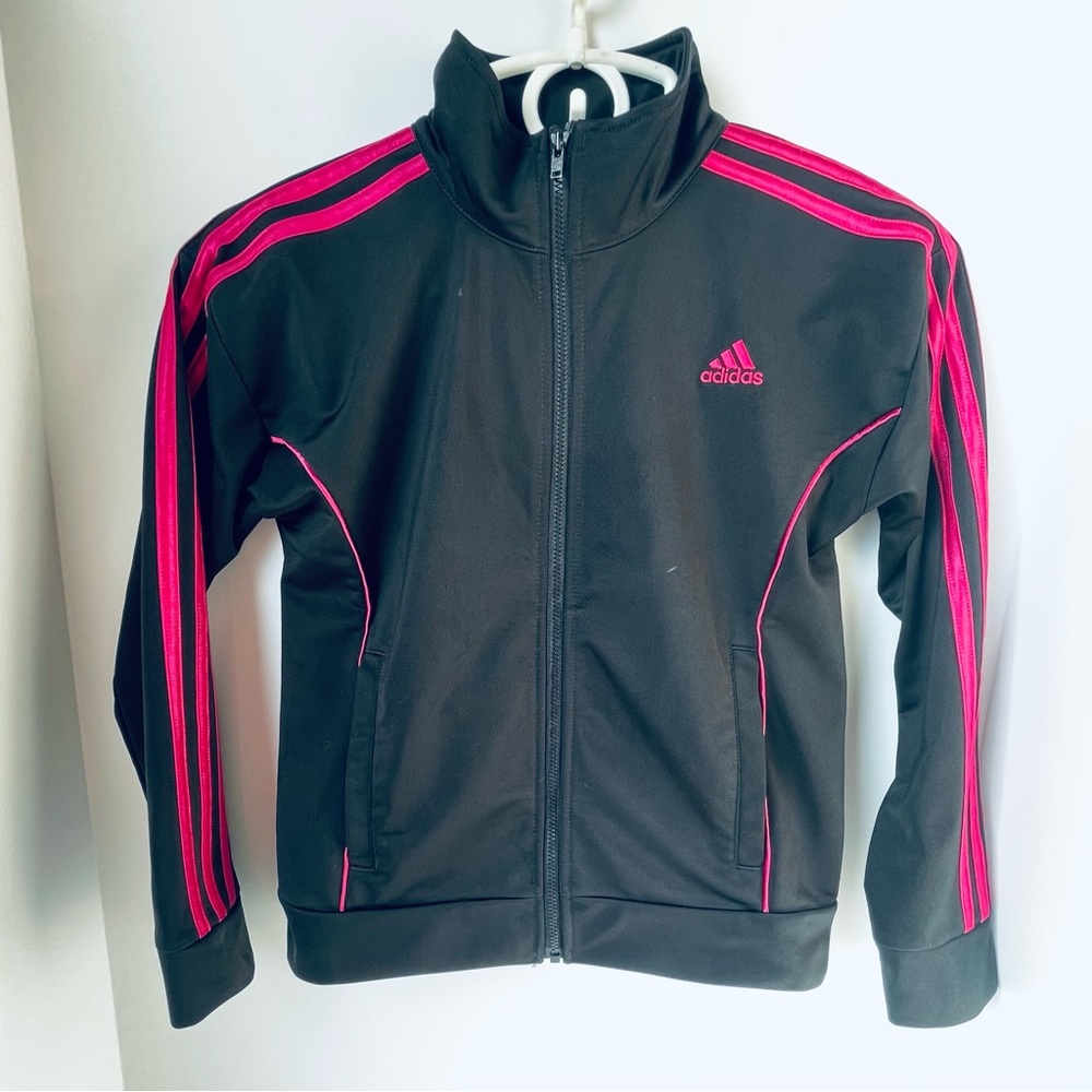 Adidas Girls' Zip-Front Essential 3-Stripe Jacket, Size 10/12